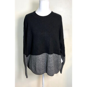 Sam & Jess Colorblock Sweater Black Gray Oversized Slouchy Knit Crewneck Medium